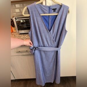 BNWOT Ann Taylor Blue Sheath Midi Dress V-Neck Sleeveless